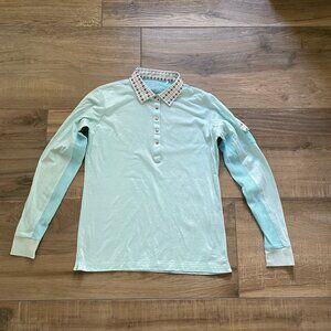 Sans Soleil Golf Shirt Womens Small Blue Long Sleeve Vented Athletic Top